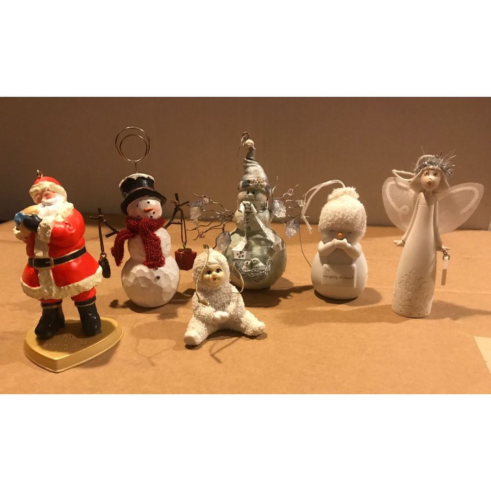CHRISTMAS FIGURINES RANDOM MIXED LOT,  ONE HALLMARK 2011, OTHERS UNKNOWN